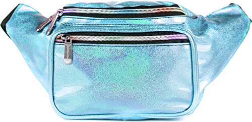 SoJourner Waterproof Holographic Fanny Pack, Blue Glitter - color: Glittler Light Blue