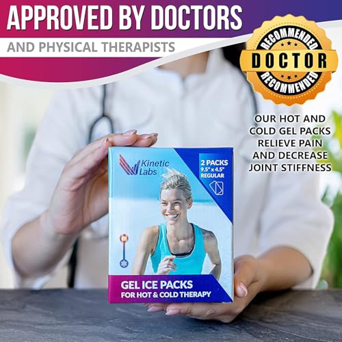 Ice Packs for Injuries Reusable (2 Pack) – Flexible Gel Ice Pack for Knee, Shoulder, Back – Soft Hot & Cold Therapy – Kinetic Labs