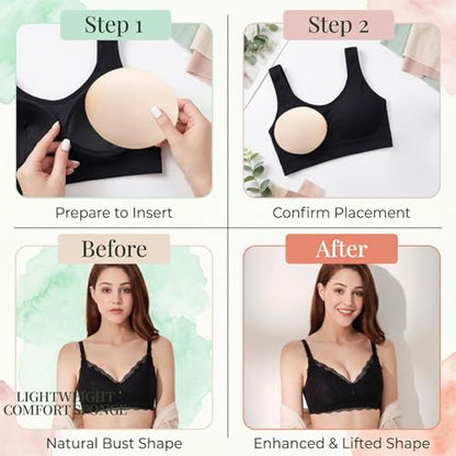 12 Pairs Round Bra Pads Inserts Kit, Removable Washable Sports Bra Padding Insert for Bikinis Top Swimsuit Sport Bras