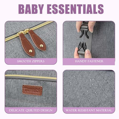 Tuwubi Diaper Bag Tote,Baby Diaper Bag with Pacifier Case - color: Light Grey, size: Large