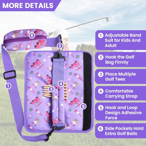 FINGER TEN Mini Golf Bag for 3-7 Clubs - color: Purple Print with Ball Pouch, size: 1Pc