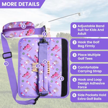 FINGER TEN Mini Golf Bag for 3-7 Clubs - color: Purple Print with Ball Pouch, size: 1Pc