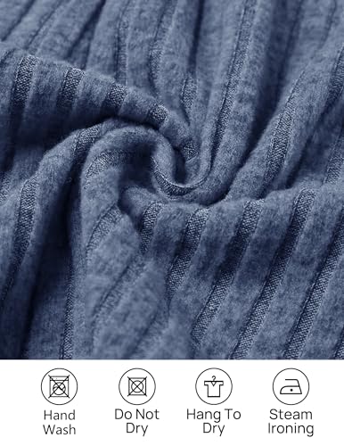 CzzzyL Womens Nursing Fall Dresses Square Neck Knit Sweater with Pockets - color: Blue, size: Small