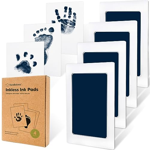4pk Inkless Baby Hand and Footprint Kit, Mess Free Ink Pads (Navy, R) - color: Navy, size: 4-Pack, Regular 2.3" x 3.7"
