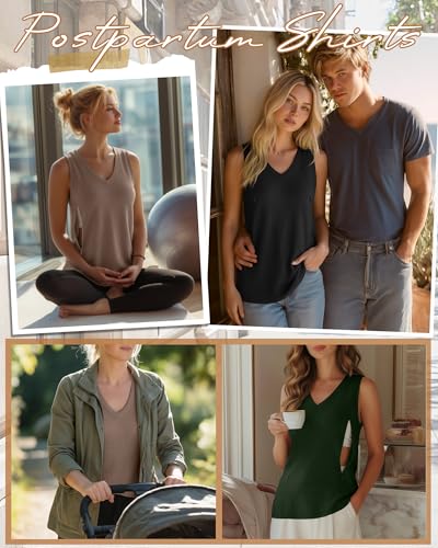 3 Pack Women's Waffle Nursing Tank Tops - color: Black, Army Green, Coffee, size: Large