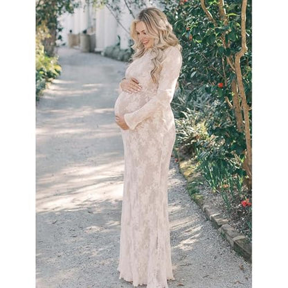 Cichic White Lace Ruffle Mermaid Elegant Maternity Maxi Dress - size: X-Large