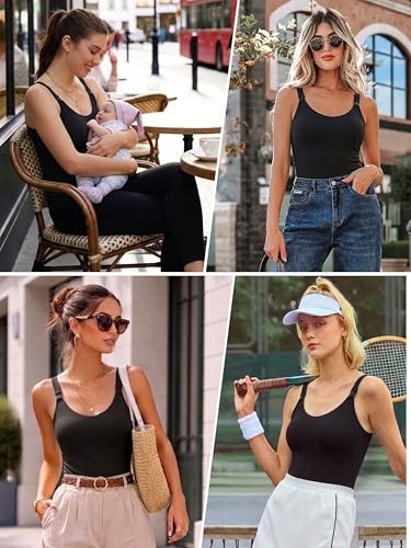 Ecavus Nursing Tank Tops with Built in Bra, Nursing Sport Bra - color: Black, size: XX-Large