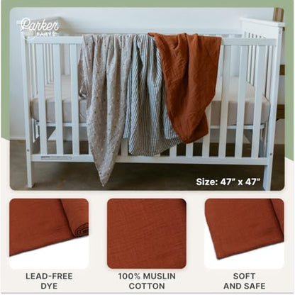 Parker Baby Co. Soft Muslin Baby Swaddle Blankets, 3 Pack - Clay Set - color: Clay