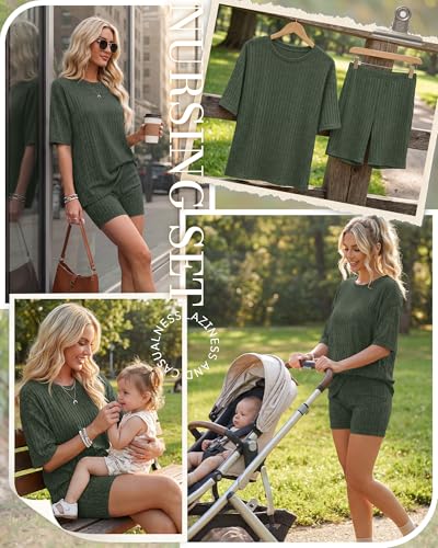 Women's Nursing 2 Piece Outfit Set - color: Army Green, size: XX-Large
