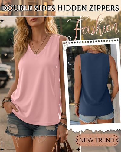 4 Pack Womens Nursing Tank Tops - color: Black, Apple Green, Baby Pink, Dusty Blue, size: Medium
