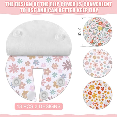 Breling 18 Pack G Tube Button Covers for Kids, Gtube Pads, Flower