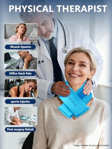 Flexible Neck Ice Pack Wrap,Gel Cold Therapy for Pain Relief - color: Sky Blue