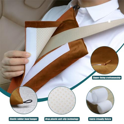 Post Surgery SeatBelt Pillow for Pregnancy Mastectomy Hysterectomy Recovery - color: Pumpkin