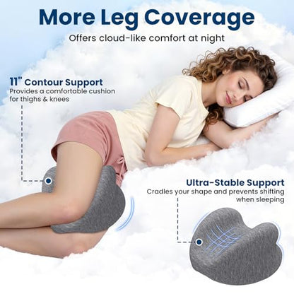 Knee Pillow for Side Sleepers Hip Pain, Gel Memory Foam, Grey - color: Grey