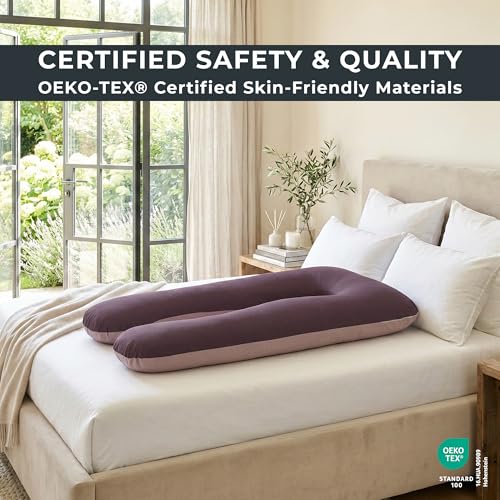 U Shaped Pregnancy Pillow Soft Reversible 55 in Chocolate Beige - color: Chocolate / Beige (Two-tone)