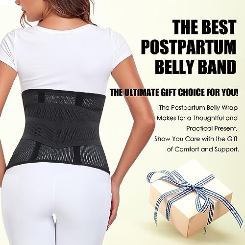 MAMODY Postpartum Belly Band Belly Wrap Abdominal Binder Post Surgery - color: Midnight Black