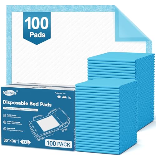 MILDPLUS 100 Count Disposable Bed Pads 30''X36'', Super Absorbent Underpads - size: 30"×36" (100 Count)