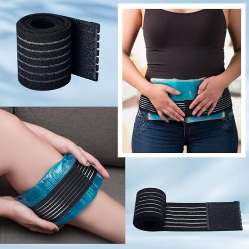 Geiserailie Ice Pack Strap Reusable Adjustable, Black, 3ft X 2in, 4 Pcs - color: Black, size: 3ft x 2in