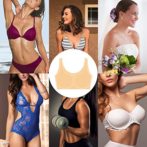 3 pairs Round Soft Bra Inserts Pads Removable Sport Bra Cups inserts Mastectomy Bra Inserts For Bikini Top Swimsuit - color: A/B Beige