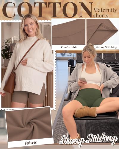 Ficerd 3 Pack Maternity Pajama Lounge Shorts - color: Coffee, Army Green, Black, size: Large