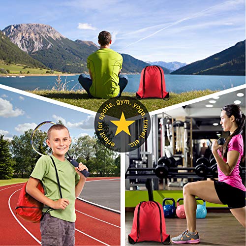 KUUQA 2 Pcs Drawstring Backpack Bags, Black, Red - color: Black, Red
