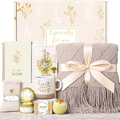 Wasocol Birthday Gifts for Women Self Care Gift Basket, Get Well Relaxing Spa Gift Baskets for Women, Unique Inspirational Gifts for Mom Wife Grandma Sister Friend Her - color: Khaki