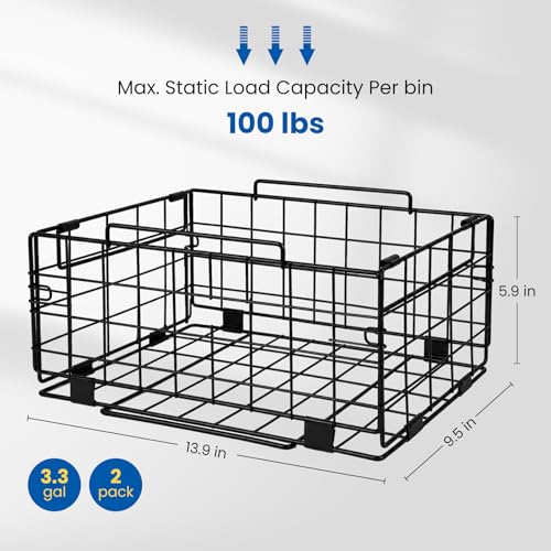 Reinforced Freezer Organizer Bins, 2 Pack Heavy Duty Metal Freezer Baskets, Stackable Deep Freezer Storage with Handles, Maximize Chest Freezer Space, No Assembly Required - size: 2 Pack