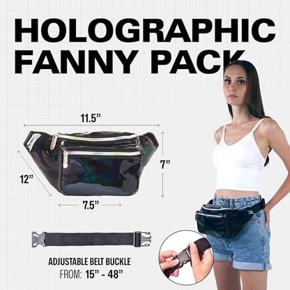 SoJourner Waterproof Holographic Fanny Pack, Glitter Black - color: Glitter - Black