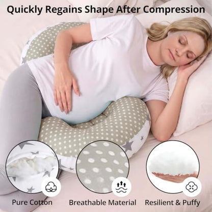 Adjustable Cotton Pregnancy Wedge Body Pillow, Maternity Pillow for Moms - color: Grey