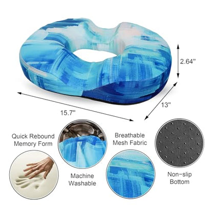 Donut Pillow for Hemorrhoids Seat Cushion for Tailbone Pain Relief - color: Light Blue