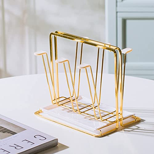 Metal Cup Drying Rack with 6 Hooks - color: Gold