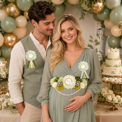 Greenery Mom to Be Sash Sage Green Baby Shower Decorations - color: Sage Green