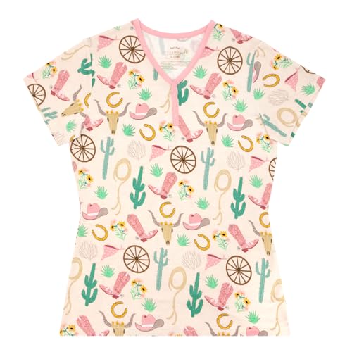 Little Sleepies Womens Pajamas, Short Sleeve, Soft Viscose from Bamboo PJs - color: Ready to Rodeo (Pink), size: Medium