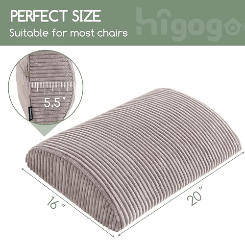 Lumbar Support Pillow for Recliner Chair/Accent Chair/Couch, Extra Large Memory Foam Back Support Cushion for Elderly, Recliner Cushions for Back Rest, Pain Relief, Reading, Washable Cover, Grey - color: Grey, size: 20"x16"x5.5"