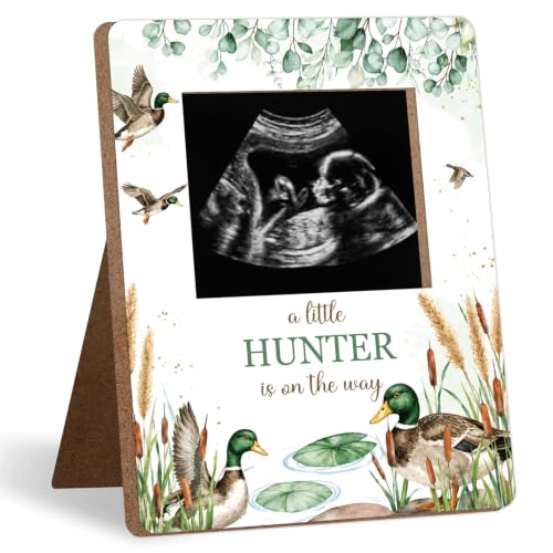 Mallard Duck Baby Shower Decor Frame, Duck Hunting Baby Shower Party Supplies, for Expecting Parents-to-Be Keepsake Gifts, Pregnancy Sonogram Frame Keepsake, Gender Reveal Present - color: green2