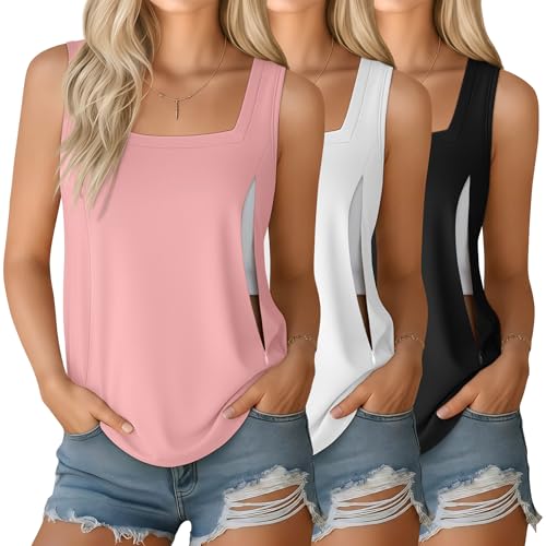 Oakgarden 3 Pack Women's Maternity Nursing Tank Tops - color: Black, White, Pink, size: X-Large