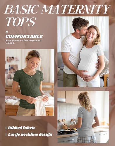 Oakgarden 4 Pack Women's Maternity Shirts - color: Army Green, White, Light Gray, Black, size: Small