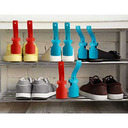 Boao 4 Pcs Lazy Shoe Helper Bulk Easy on Easy off Plastic Shoehorn