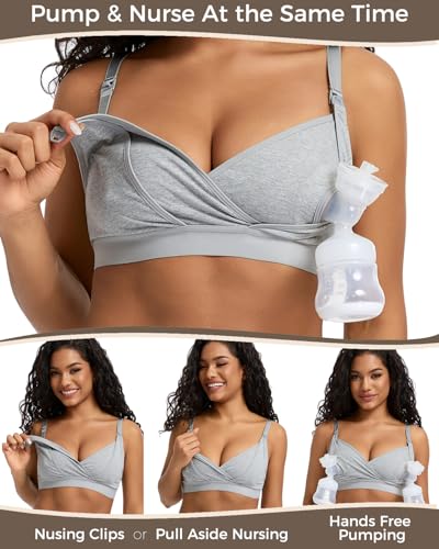 Pumping Bra Hands Free Nursing Bra Adjustable V Neck Holding Breast Pumps - size: Medium