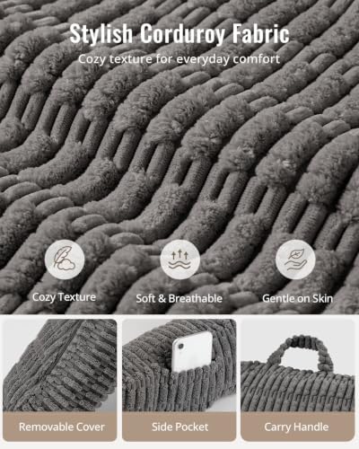 Blissful Diary Reading Pillow for Bed, Back Pillow Sitting Up, Dark Gray - color: Textured Dark Gray, size: Standard(18inch)