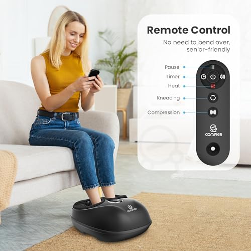 Shiatsu Foot Massager with Heat, FSA Eligible HSA, Deep Kneading Neuropathy - color: Black