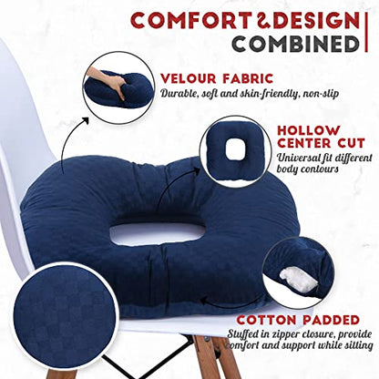 Donut Pillow for Tailbone Pain, Hemorrhoid Pillow (Dark Blue) - color: Dark Blue