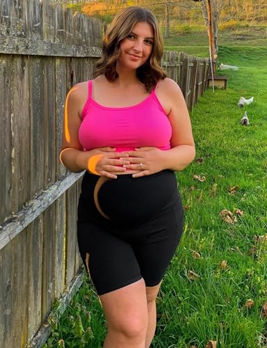 CTHH 4 Pack Soft Maternity Biker Shorts Over Belly with Pockets 8" - color: 02- 4 Pack Black, size: Small