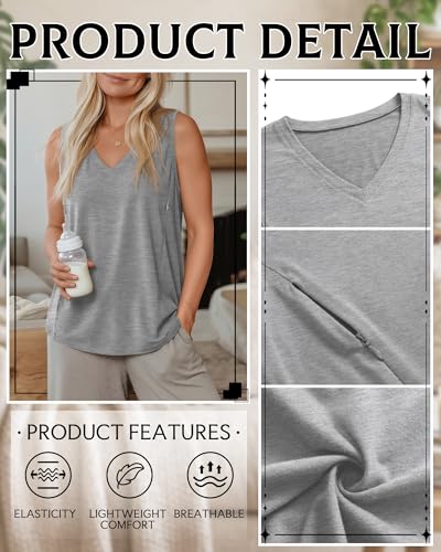 4 Pack Womens Nursing Tank Tops - color: Black, Dark Heather Gray, Light Heather Gray, White, size: XX-Large