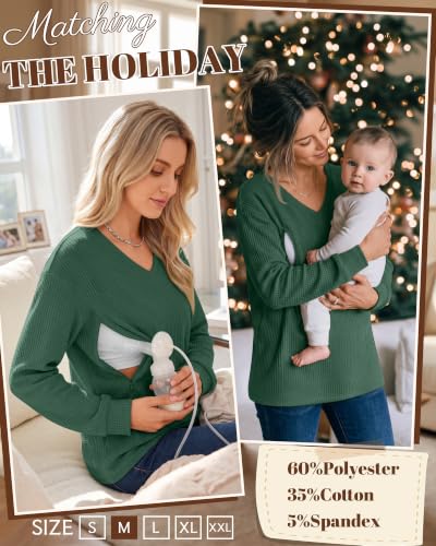 Women’s Waffle Knit Nursing Shirts Regular Fit - color: Turquoise, size: Small