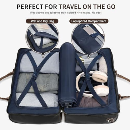 3 Piece Lay Flat Duffel Bag Set Wet Pocket Carry On Black - color: Black