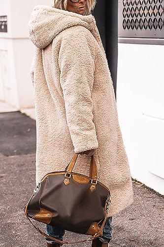PRETTYGARDEN Women's Winter Fleece Warm Long Coats - color: Beige, size: Medium
