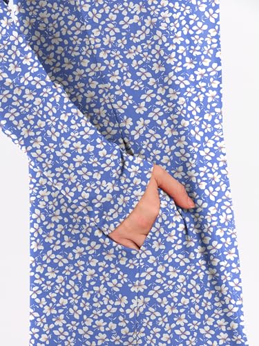 ANRABESS Women's Long Sleeve Fall Maxi T-Shirt Dress with Pockets - color: Floral Blue White, size: Medium