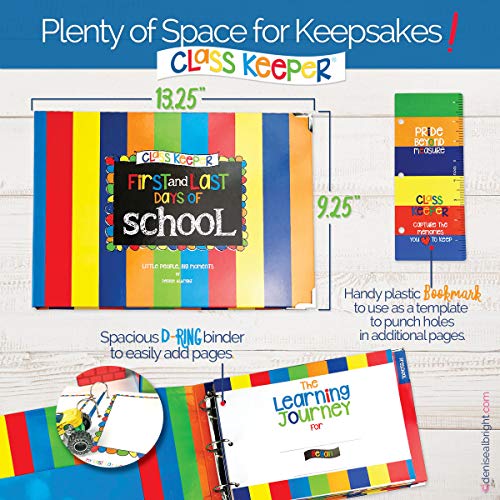 Class Keeper® School Memory Book + First & Last Day Photo Signs | Digital Memory App Included - color: Set: Primary Stripes Class Keeper + Primary Text Signs