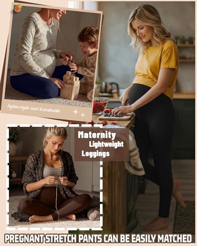 3 Pack Women's Maternity Pants Home Lounge Pajamas - color: Black, Navy Blue, Coffee, size: Small